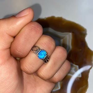 Sterling silver blue crushed Opal ring